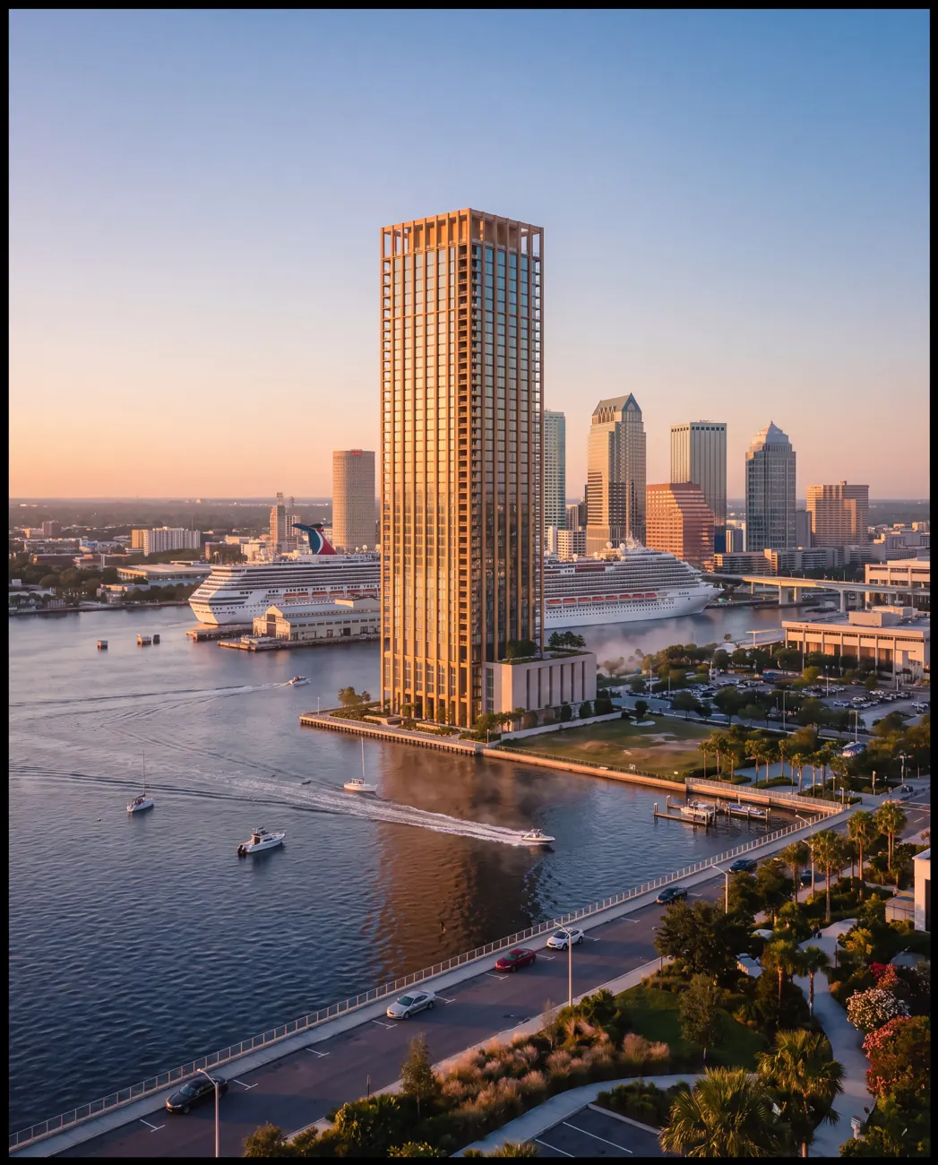 Lumen House — Aerial at sunrise