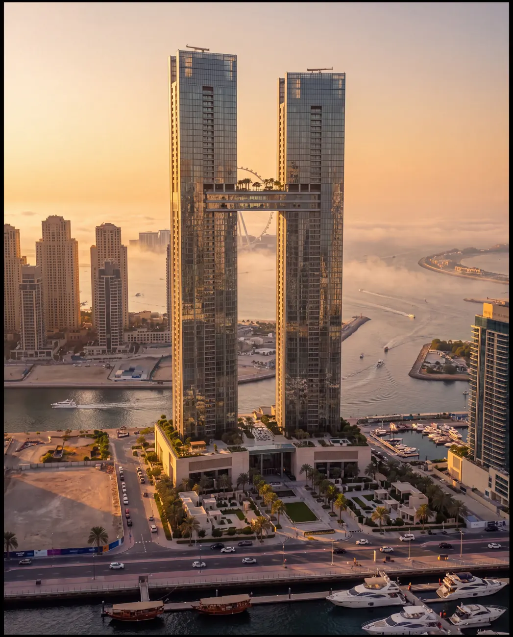 Kestrel Quay — twin-tower masterplan in Dubai, United Arab Emirates.