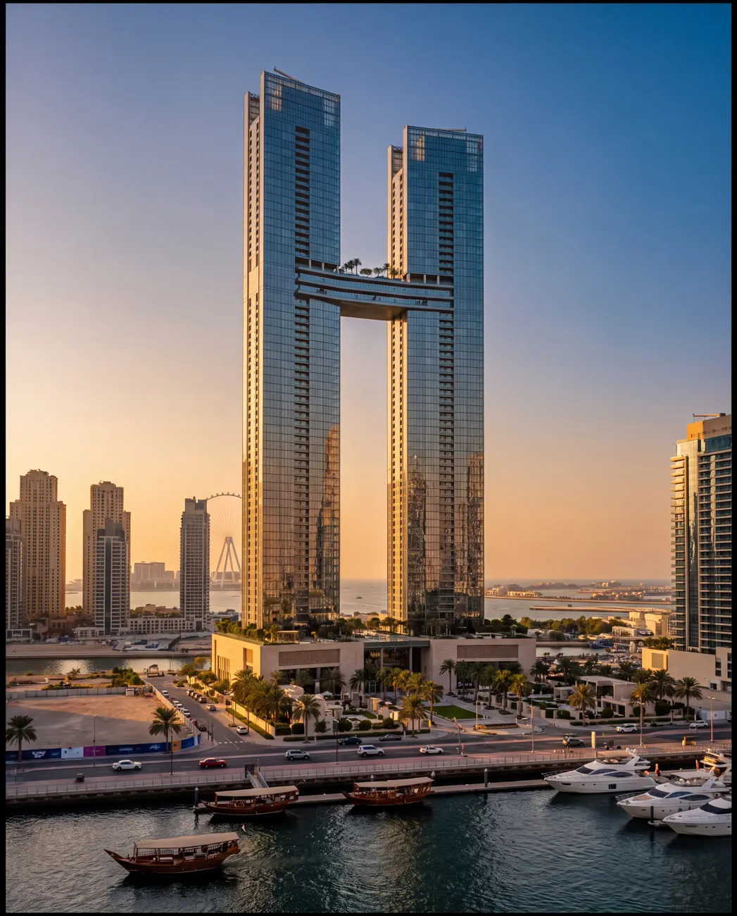 Kestrel Quay — twin-tower masterplan in Dubai, United Arab Emirates.