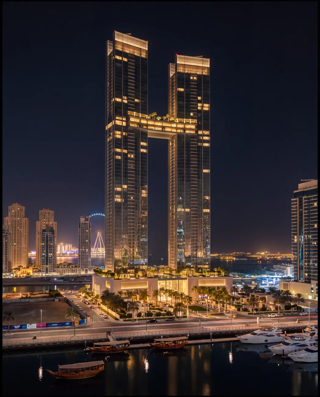 Kestrel Quay — twin-tower masterplan in Dubai, United Arab Emirates.