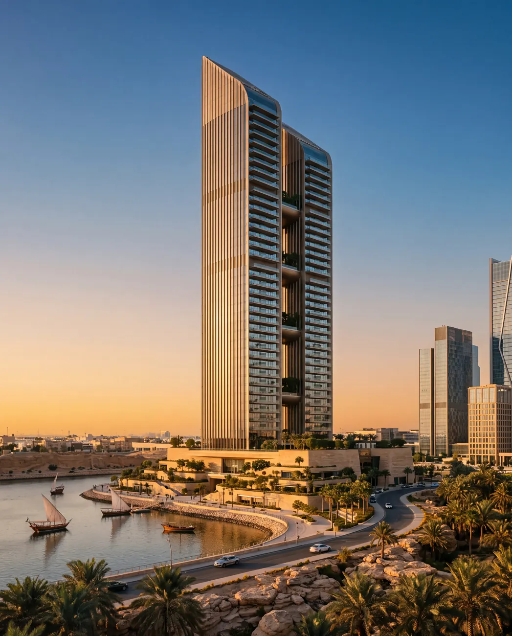 Meridian Place — twin-tower masterplan in Riyadh, Saudi Arabia.
