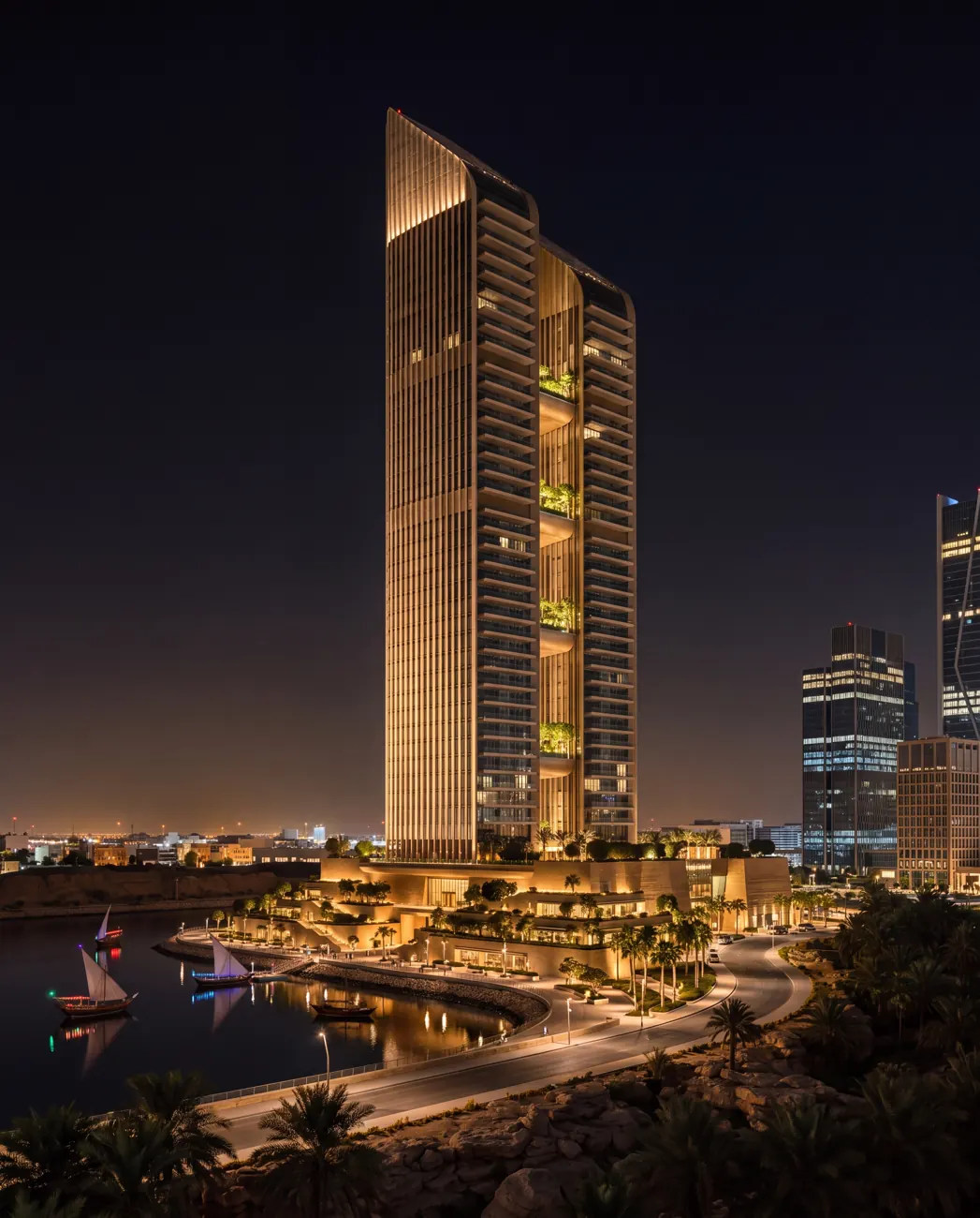 Meridian Place — twin-tower masterplan in Riyadh, Saudi Arabia.