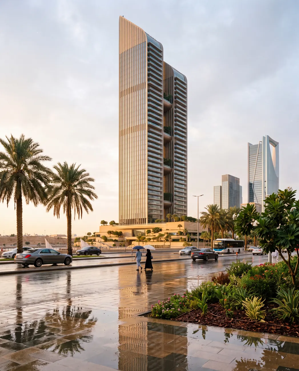 Meridian Place — twin-tower masterplan in Riyadh, Saudi Arabia.