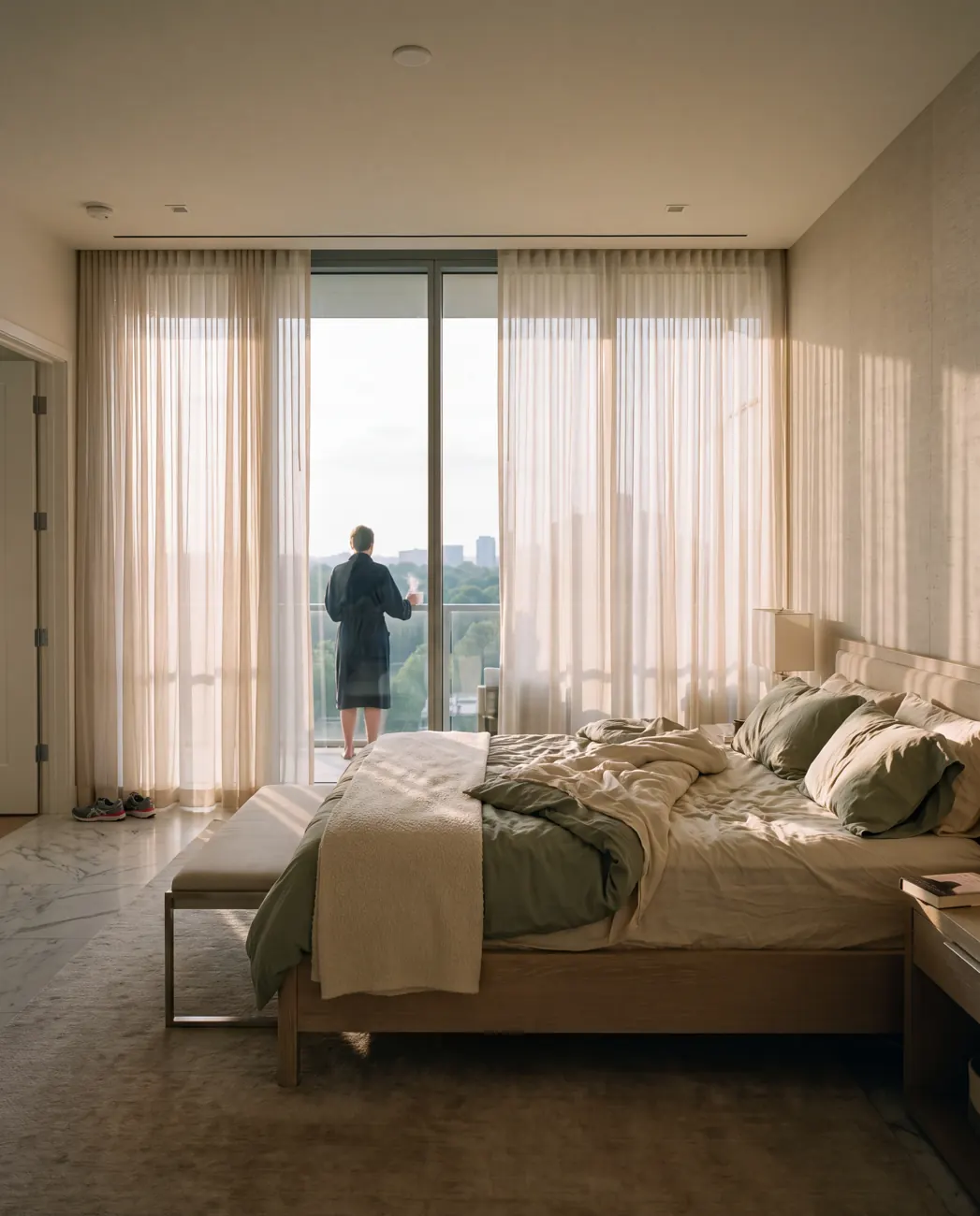 Northlight Tower — Bedroom at dawn