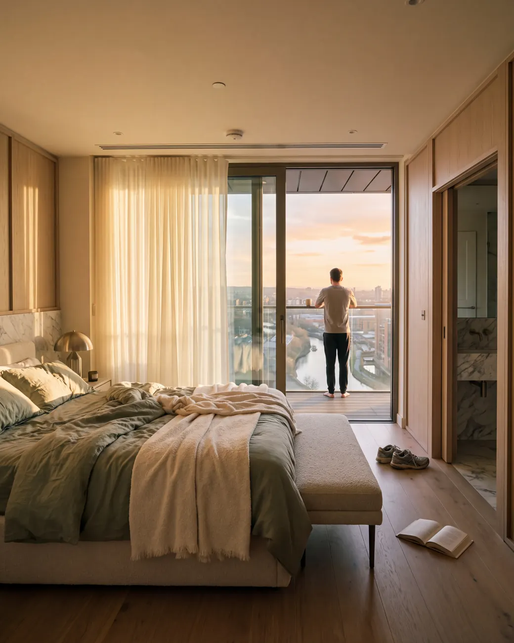 Vantage Heights — Bedroom at dawn