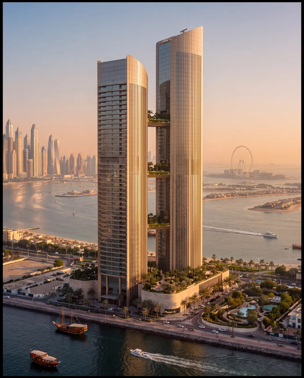 Meridian Quay — twin-tower masterplan in Dubai, United Arab Emirates.
