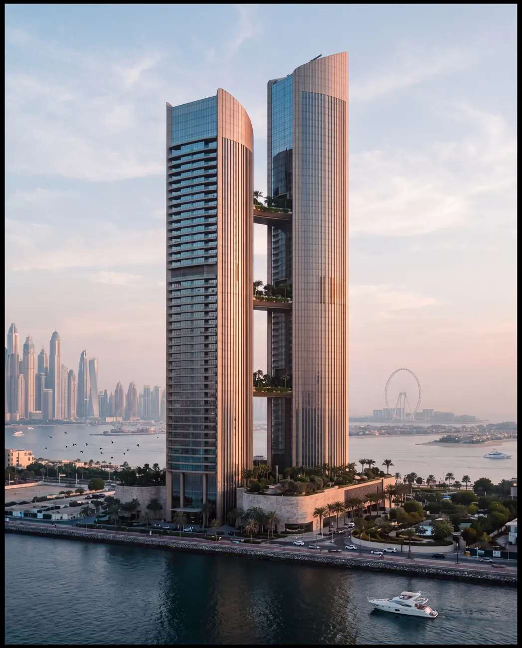 Meridian Quay — twin-tower masterplan in Dubai, United Arab Emirates.