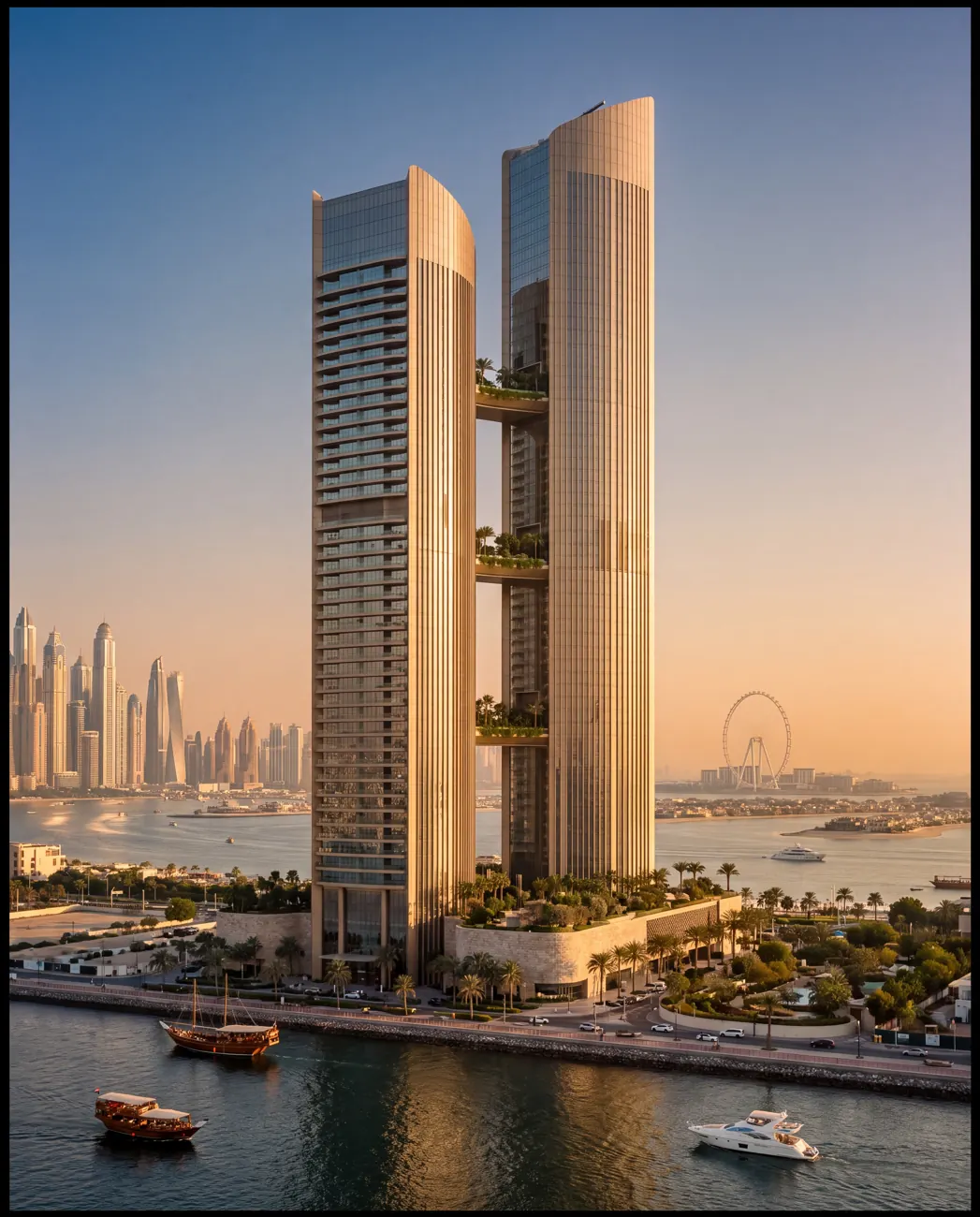 Meridian Quay — twin-tower masterplan in Dubai, United Arab Emirates.