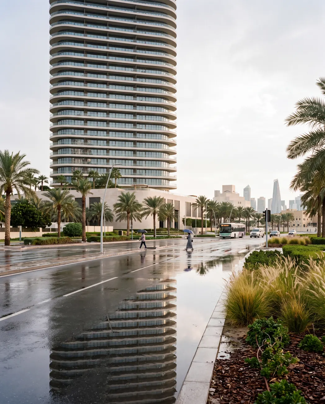 Harlow Tower — After rain, from the street