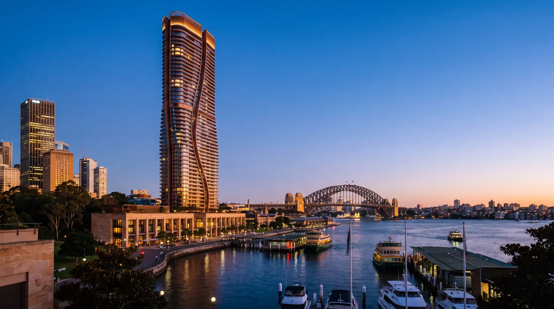 Barangaroo Reach at blue hour, Sydney