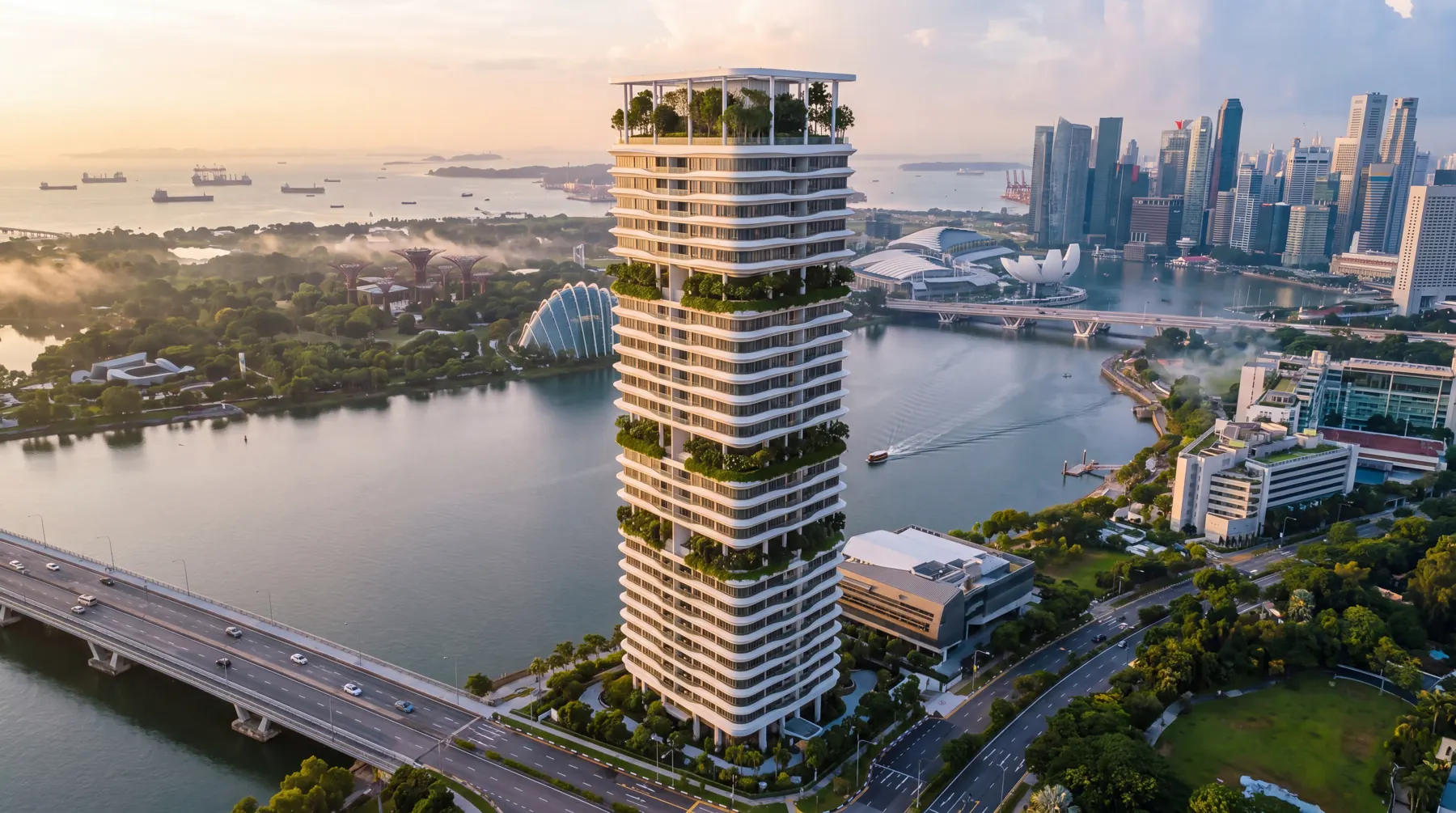 Canopy One aerial over Marina Bay, Singapore