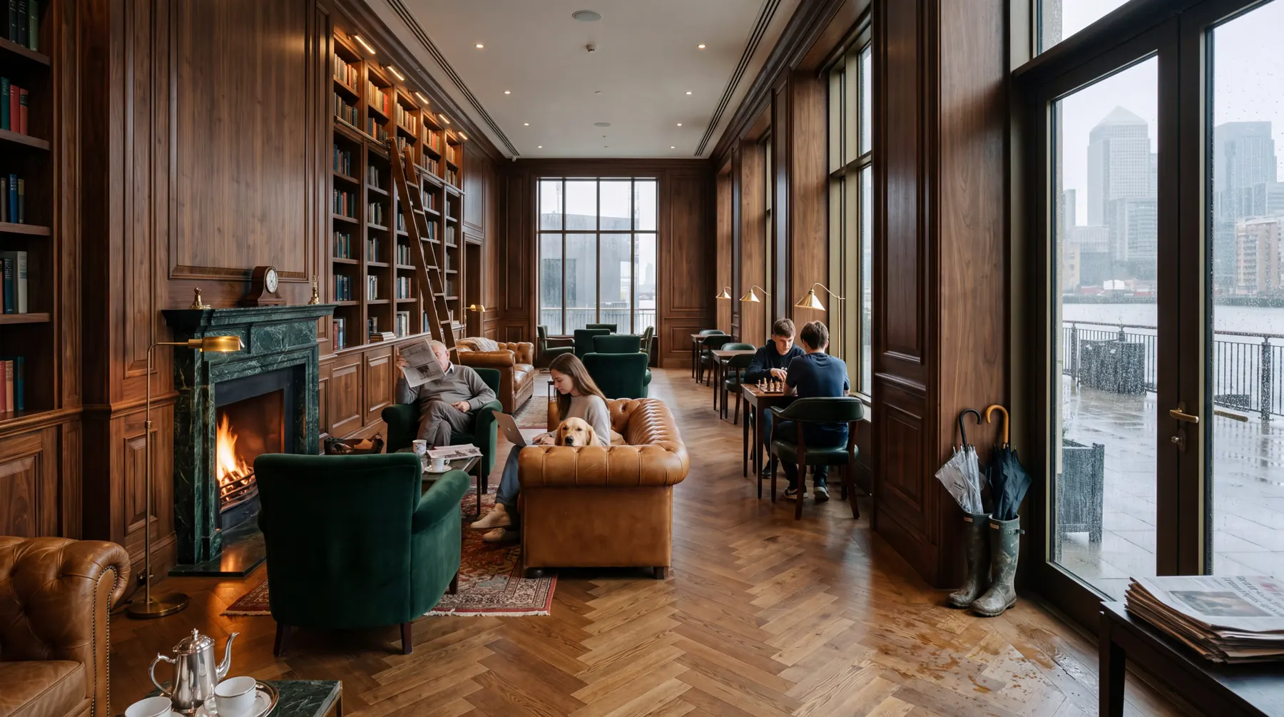 Residents club room at Ninefold Wharf, London