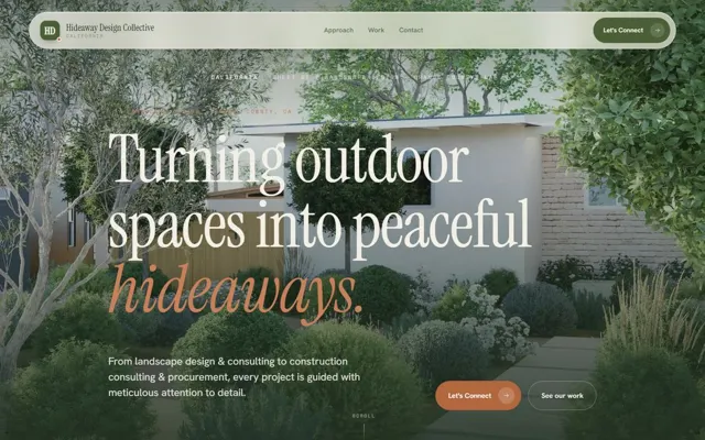 Hideaway Design Collective homepage concept
