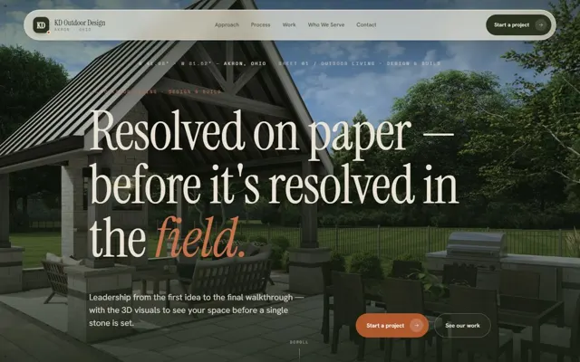 KD Outdoor Design homepage concept